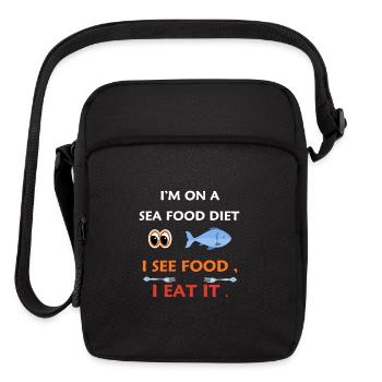 Seafood Diet Pun Tee - Upright Crossbody Bag - black - Front