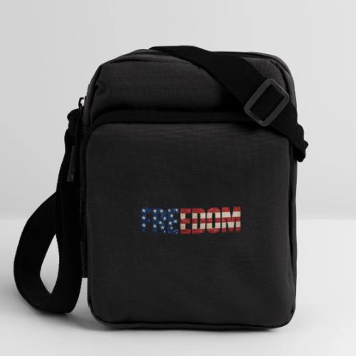 Freedom American Flag Distressed Patriotic Shirt - Upright Crossbody Bag