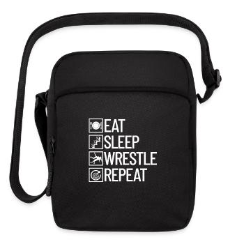 Eat Sleep Wrestle Repeat Wrestling - Upright Crossbody Bag - black - Front