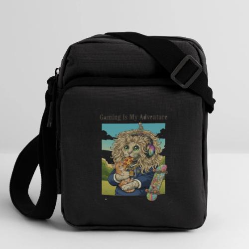 Gaming Cat Adventure: Pizza & Skates - Upright Crossbody Bag