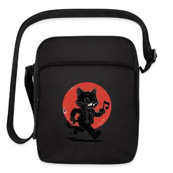 Whimsical Black White Cat Conducto - Upright Crossbody Bag - black - Front