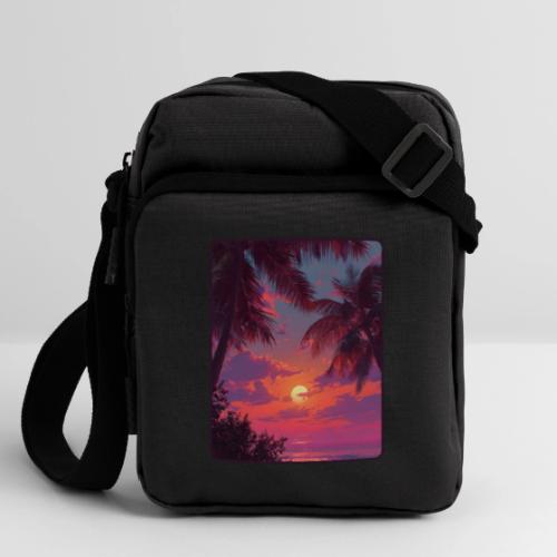 Tropical Sunset Palm Silhouette Design - Upright Crossbody Bag