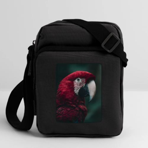 Red Green Macaw Bird Portrait Design - Upright Crossbody Bag