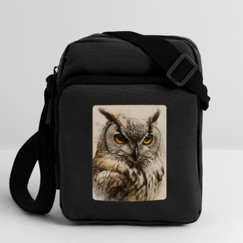 Great Horned Owl Watercolor Design - Upright Crossbody Bag