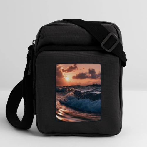 Golden Sunset Ocean Wave - Upright Crossbody Bag