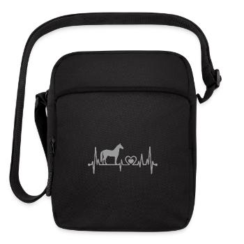 Heartbeat Horse Love Rider Design for Horse Lover - Upright Crossbody Bag - black - Front