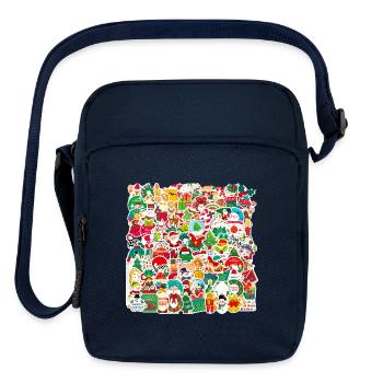 Christmas Ornament Collage - Upright Crossbody Bag - navy - Front