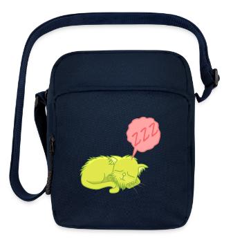 Lime Neon Sleepy Cat - Upright Crossbody Bag - navy - Front