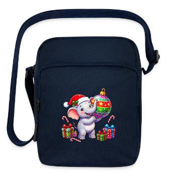 Elephant Santa Ornament Joy - Upright Crossbody Bag - navy - Front