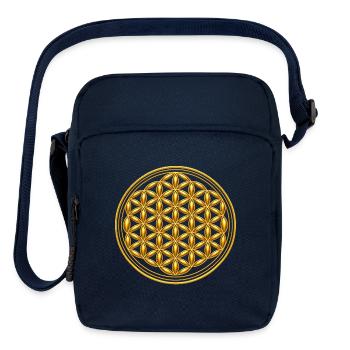 Golden Flower of Life Mandala - Upright Crossbody Bag - navy - Front
