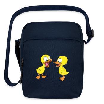 Quirky Duck Duo Illustration - Upright Crossbody Bag - navy - Front