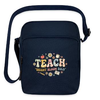 Retro Groovy Teach Bright Bloom Bold Teacher - Upright Crossbody Bag - navy - Front