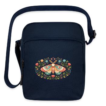 Spring moth with floral ornament - Upright Crossbody Bag - navy - Front
