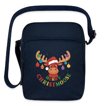 Festive Reindeer with Holiday Ornaments - Upright Crossbody Bag - navy - Front