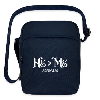 He Is Greater Than Me I John 3:30 Christian Gift - Upright Crossbody Bag - navy - Front