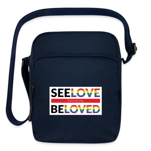 FUMCSD See Love, Be Loved: white design background - Upright Crossbody Bag