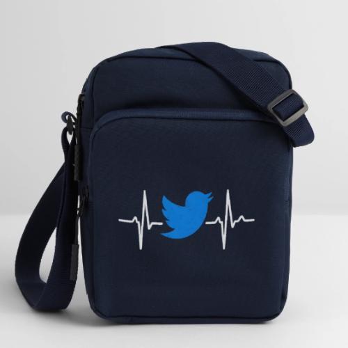 Social Media Heartbeat Blue Bird Graphic - Upright Crossbody Bag