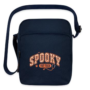 Spooky Vet Tech Veterinarian Halloween Checkerboar - Upright Crossbody Bag - navy - Front