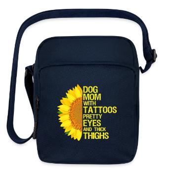 Sunflower Dog Mom Tattooed Vibes Tshirt Gift Shirt - Upright Crossbody Bag - navy - Front