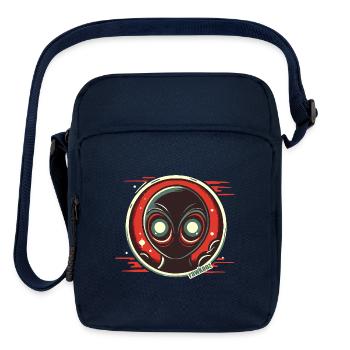 Cosmic Alien Face Illustration - Upright Crossbody Bag - navy - Front