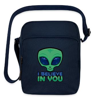 I Believe In You Friendly Cartoon Alien - Upright Crossbody Bag - navy - Front