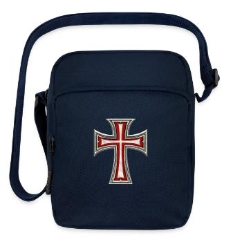 Templar Cross | Christian Faith Cross Design - Upright Crossbody Bag - navy - Front