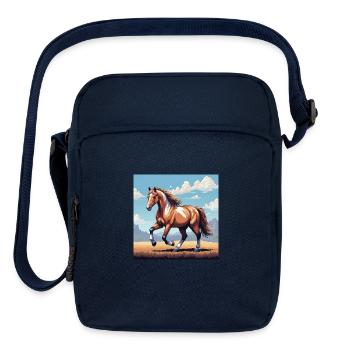 A pixel art of a horse - Upright Crossbody Bag - navy - Front