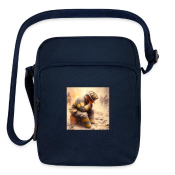 Honoring 9/11 Fallen Firefighters Watercolor paint - Upright Crossbody Bag - navy - Front