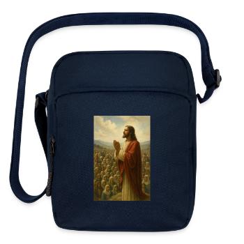 Praying Jesus Amidst Followers - Upright Crossbody Bag - navy - Front