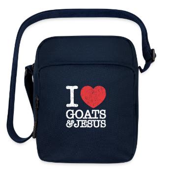 I Love Goats & Jesus Vintage Christian Lover Gift - Upright Crossbody Bag - navy - Front