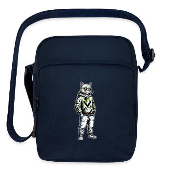 Neon Geometric Cat Hoodie - Upright Crossbody Bag - navy - Front