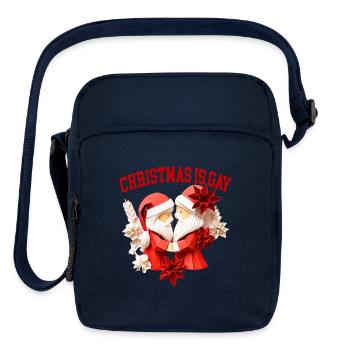 CHRISTMAS IS GAY two santas funny queer holidays  - Upright Crossbody Bag - navy - Front