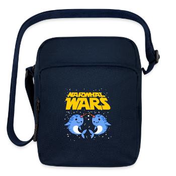 Narwhal Wars Funny Two Cute Deep Sea Creature Pun - Upright Crossbody Bag - navy - Front