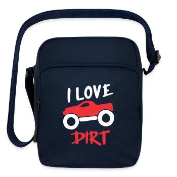 I Love Dirt Monster Truck Red Silhouette - Upright Crossbody Bag - navy - Front