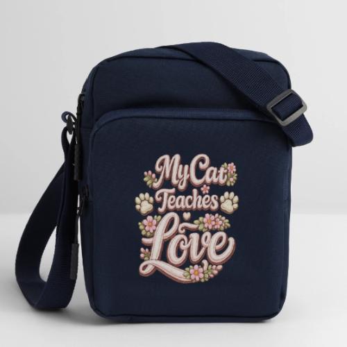 My Cat Teaches Love Faux Embroidery Style - Upright Crossbody Bag