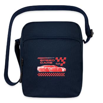 Red Speed Car Neon Sketch - Upright Crossbody Bag - navy - Front