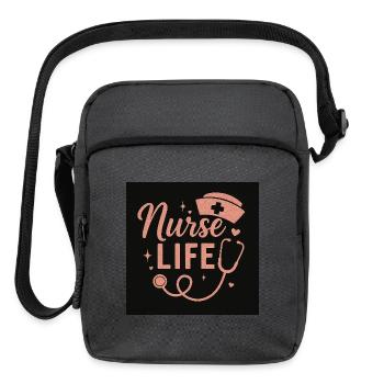 Nurse Life Heart Stethoscope Design - Upright Crossbody Bag - charcoal grey - Front