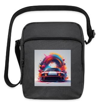 Neon Splash Drifter Car Art - Upright Crossbody Bag - charcoal grey - Front