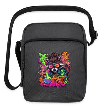 Raccoon Chemist Neon Burst - Upright Crossbody Bag - charcoal grey - Front