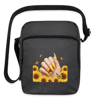 Sunflower Butterfly Nail Art - Upright Crossbody Bag - charcoal grey - Front