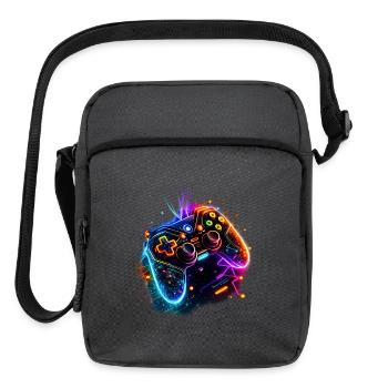 Neon Game Controller Splash - Upright Crossbody Bag - charcoal grey - Front