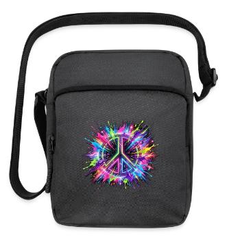 Neon Splash Peace Symbol - Upright Crossbody Bag - charcoal grey - Front