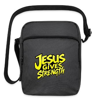 Jesus Gives Strength Streetwear Christian Gym Desi - Upright Crossbody Bag - charcoal grey - Front