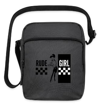 Rude Girl Ska Mod Two Tone Checkerboard Music Fan - Upright Crossbody Bag - charcoal grey - Front