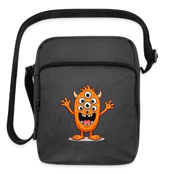 Orange Monster with Many Eyes - Upright Crossbody Bag - charcoal grey - Front