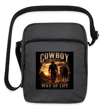 Cowboy Way Of Life | Western Horse Design - Upright Crossbody Bag - charcoal grey - Front