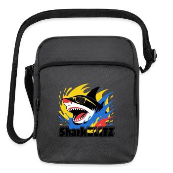 Neon Shark Splash Sunglasses Tee - Upright Crossbody Bag - charcoal grey - Front