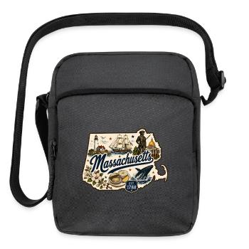 Massachusetts Vintage State Pride Sticker - Upright Crossbody Bag - charcoal grey - Front