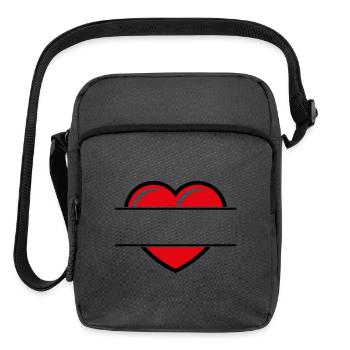 Heart Symbol (Add Text / Present / Gift / Love) - Upright Crossbody Bag - charcoal grey - Front