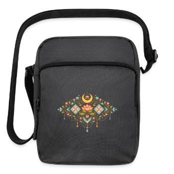 Spring Ornament with Flowers and Moon - Upright Crossbody Bag - charcoal grey - Front